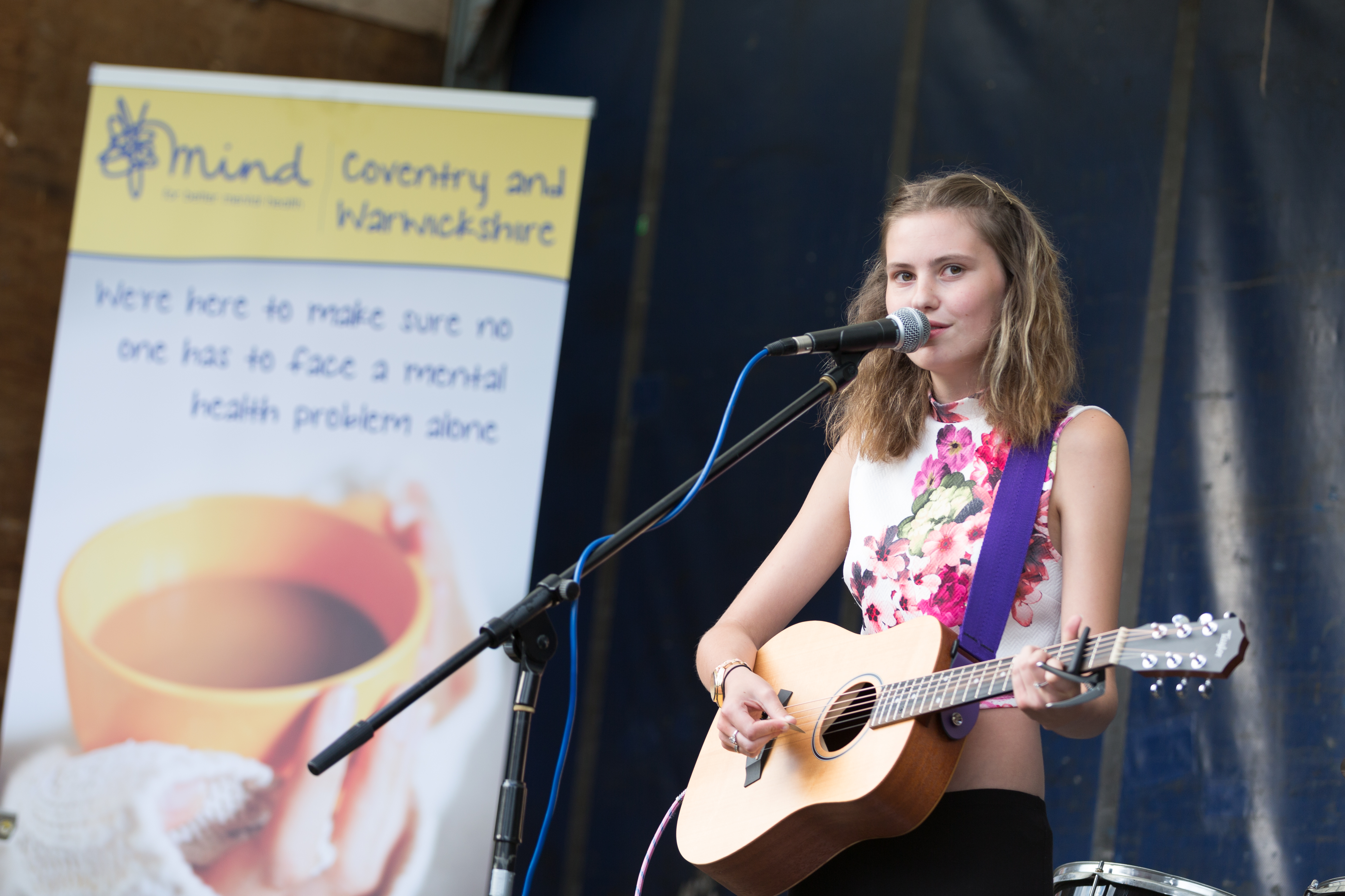 Kiaya Lyons, stage at Crownfest 2016, just a girl and her guitar, acoustic performer, coventry, charity gig